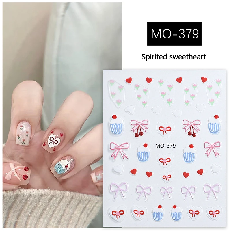 Cute Bow Love Nail Sticker Sweet Nail Styling Stereoscopic Relief For Girl Nail Decal Nail Art Salon Nail Art Enthusiasts