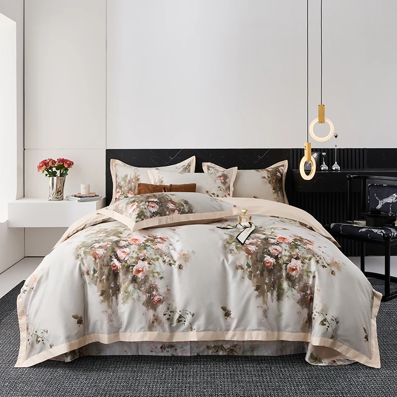 

Svetanya 100s Egyptian Cotton Bedding Set Queen King Ru Double Size Print Bed Linens Blanket Cover Sheet Pillowcase