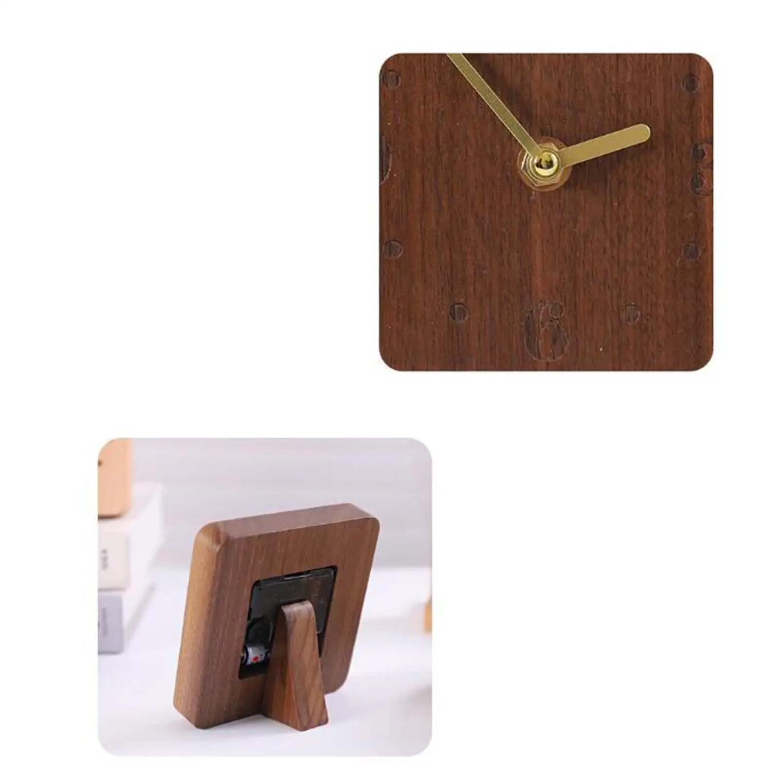 Wood Desk Clock Desktop Clock Practical Easy to Use Arabic Numerals Desk and Shelf Clock for Indoor Office Mantel Shelf Decor