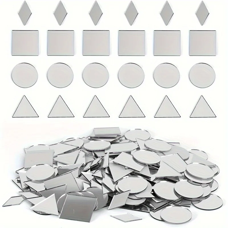 DIY Substantial Square Triangle Round Diamond Acrylic Mirror Wall Decor The Back Of The Phone Case Decorative Frames 200pcs
