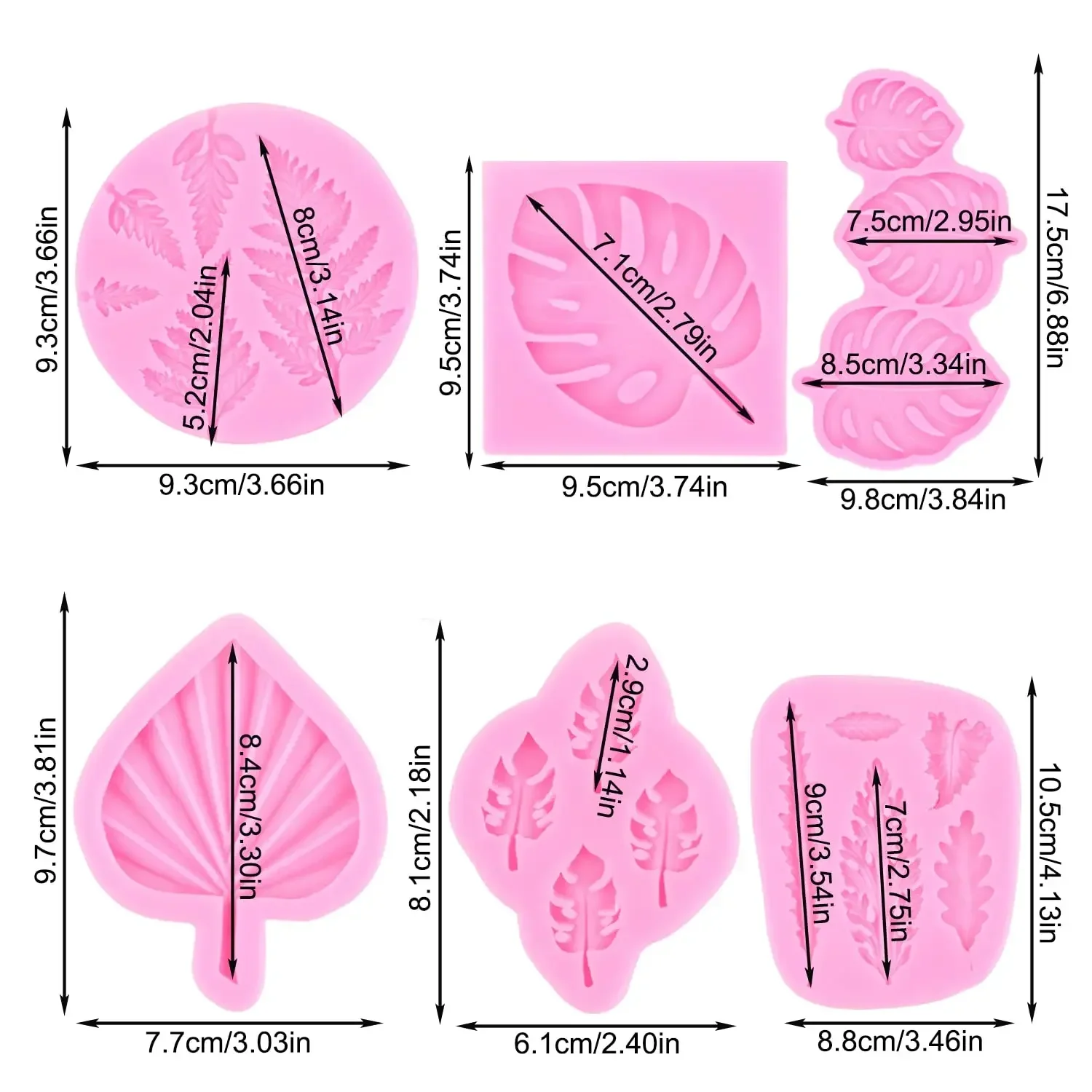 Tropical Leaf Silicone Mold Fan Leaf Fondant Mold Monstera Leaves Candy Chocolate Cupcake Topper Gum Paste Polymer Clay