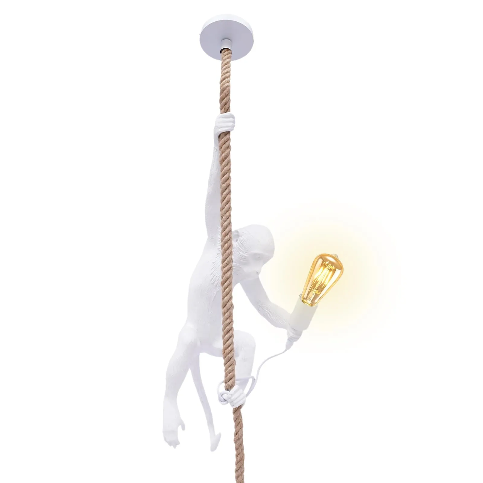 

Vintage Resin Hemp Rope Monkey Pendant Light Industrial Chandelier Fixture E27 For Home Decor