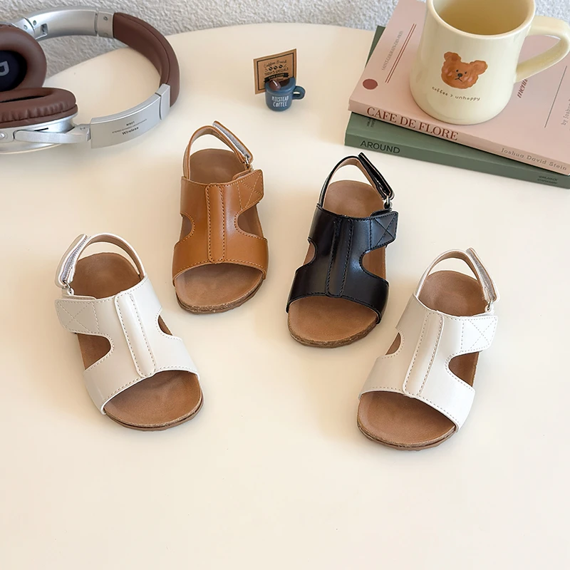 

Модные детские сандалии, новинка лета 2024, детские ползунки из искусственной кожи с вырезами, универсальные классические туфли унисекс для малышей для мальчиков и девочек