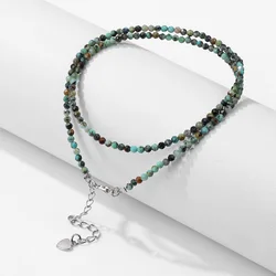 2mm Natural African Turquoises Necklace Faceted Beads Choker Necklaces For Women Handmade Healing Crystal Clavicle Chain Female