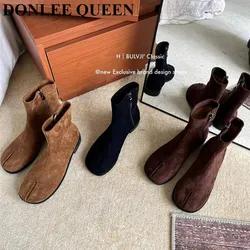 Fashion Ankle Boots Split Toe Low Heel Shoes Women Female Short Booties Brand Chelsea Boots Autumn Winter Footwear Zapatos Mujer