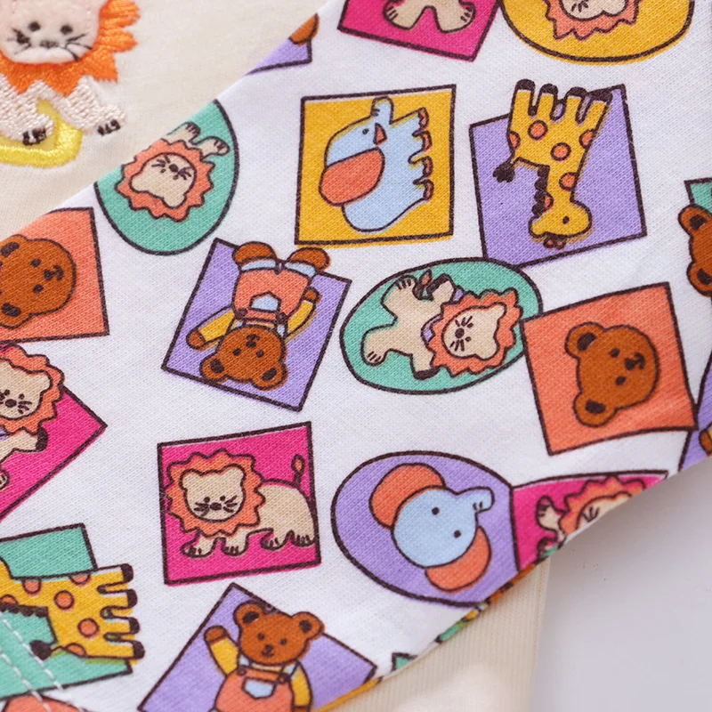 الأطفال الكرتون الطباعة الكاملة مع الربيع والخريف جديد الأولاد الكرتون لطيف الدب حديقة الحيوان طويلة الأكمام تي شيرت