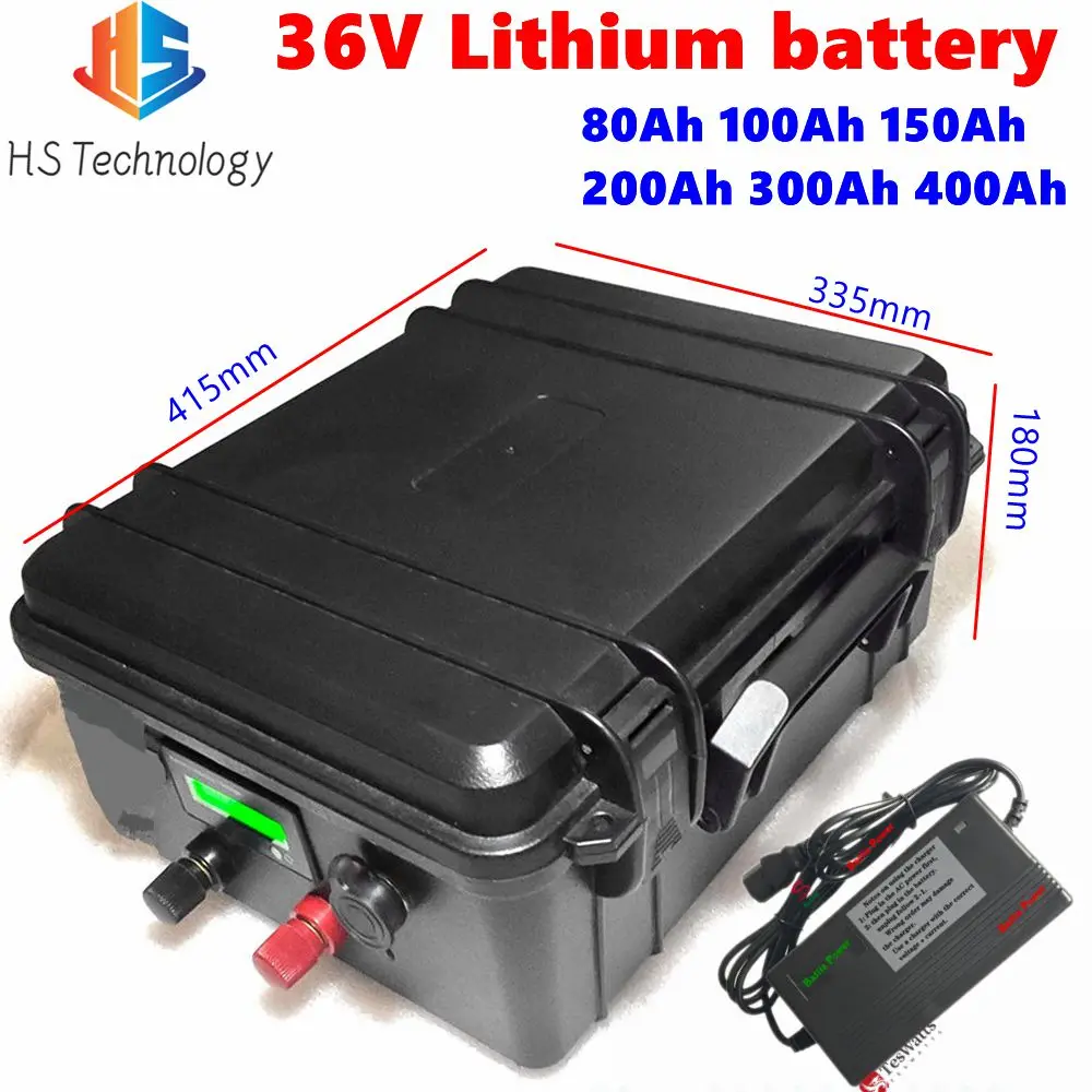 HS 36V 40Ah 50Ah 80Ah 100Ah 200Ah 300Ah 400Ah lithium ion battery pack for 4000W 2000w tricycle scooter boat Solar energy EV