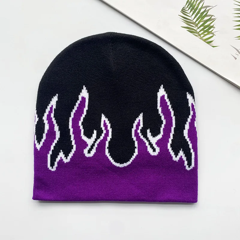 Men's Flame Knitted Cap - Hip-Hop Street Hoodie Cap - Soft and Comfortable - Warm - Suitable for Outdoor Activities Outdoor Haτ