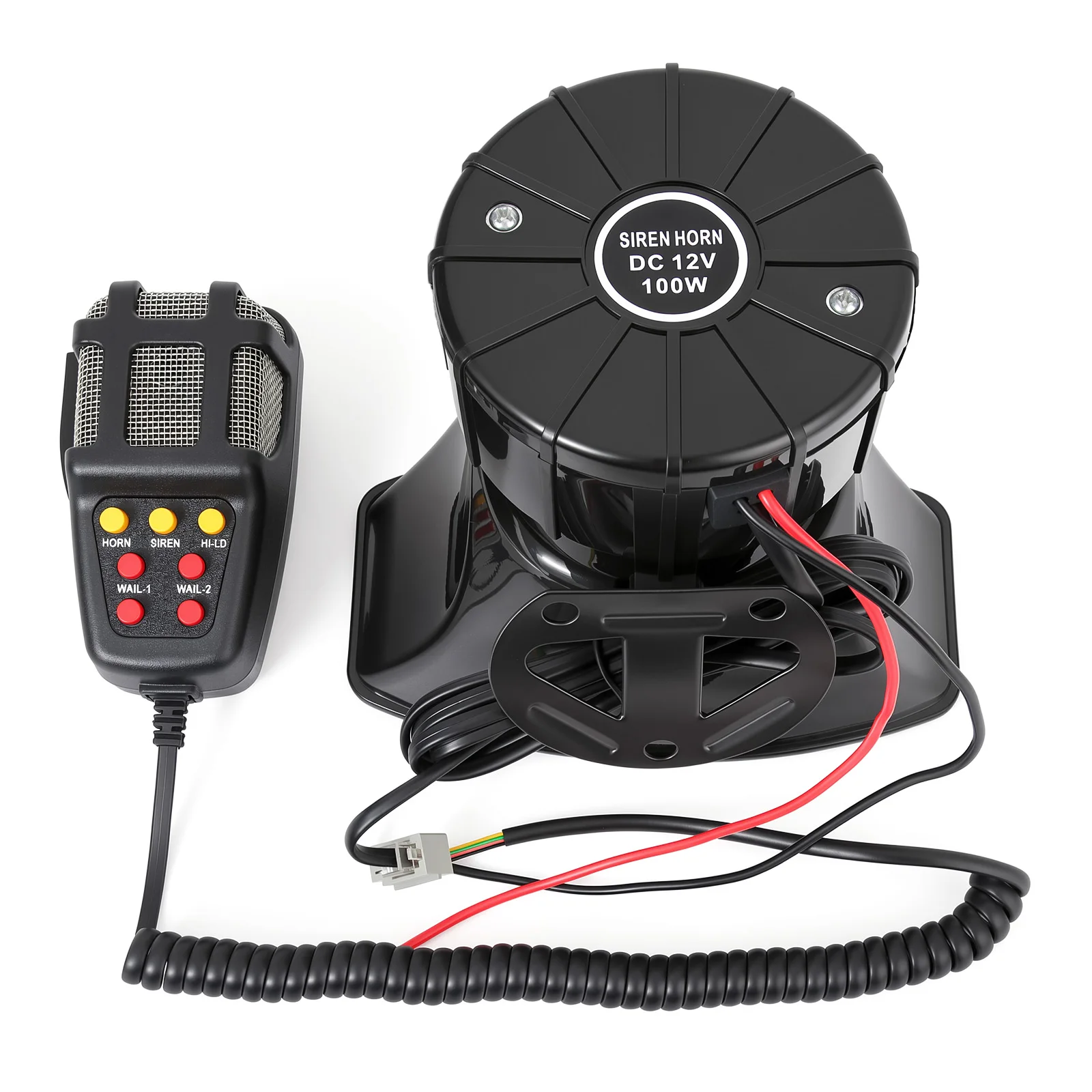7 Tone Car Siren Horn with Handheld Microphone Speaker DC12V Loud Warning Alarm Horn Accessories for Truck Rescue Vehicle Boat