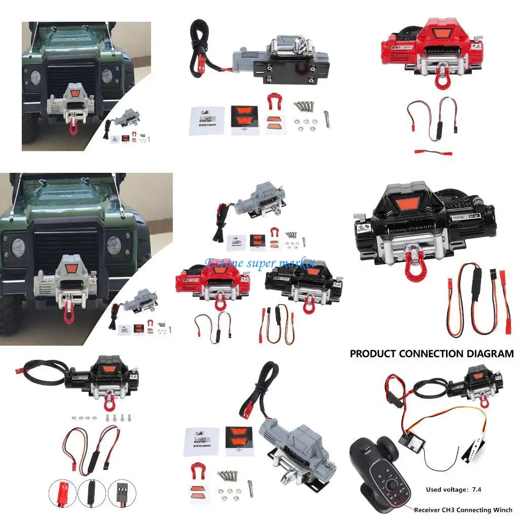

090B Climbing Car Winch Rescued Set and Control Wire Modified for 1:10 Remote Crawler