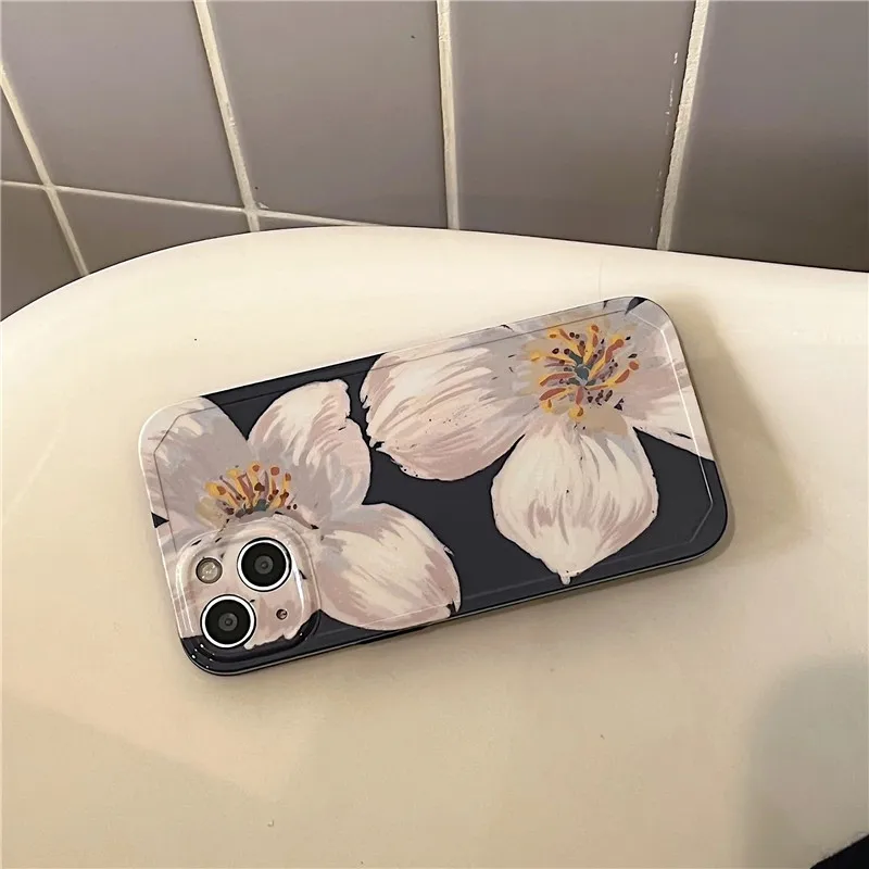 For iPhone 14Promax 2023 New Ins Net Red Art Painting Flower Phone Soft Case 14Pro 13Promax 12 11