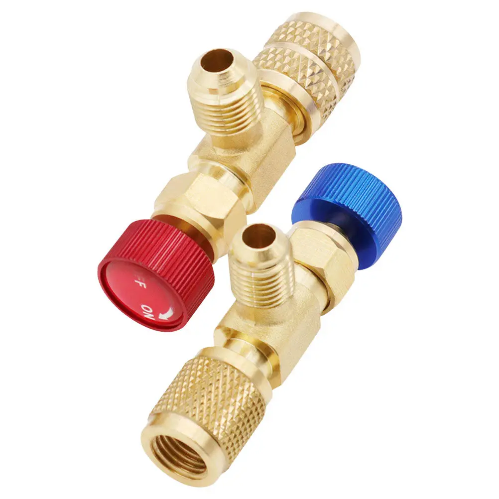 

2Pcs Refrigerant Charging Valves Aluminum Copper Comfortable Handle Air Conditioner Refrigerant Valve Adapter Charging Valve