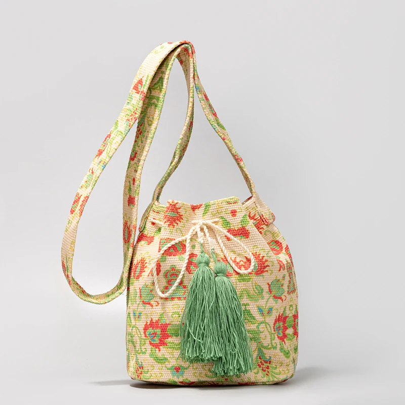 Bolso cruzado de lona con estampado nacional para mujer, bolsa de hombro de gran capacidad, mezcla de colores, DHL, 30 unidades