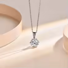 Sparkling 1 Carat Moissanite Pendant In Sleek Silver, Perfect For Any Occasion.