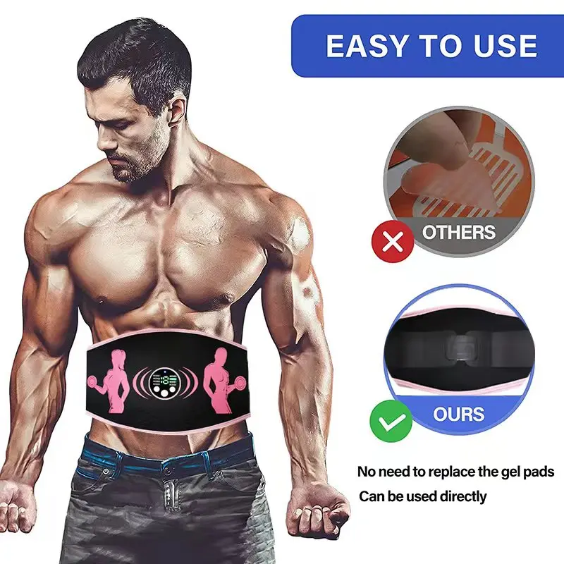 EMS Muscle Stimulator Body Slimming Belt Electric Massage Abdominal Trainer Toner Weight Loss Smart Fitness Vibration Belt Unise