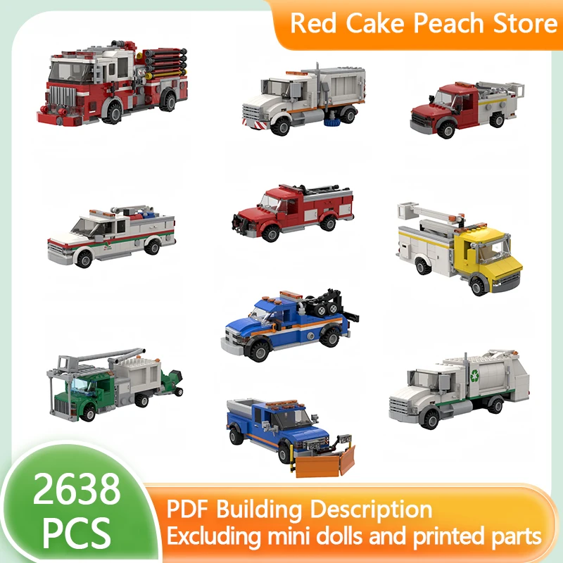 

City Car Model MOC Building Bricks Urban Service Type Vehicles Modular Technology Gifts Holiday Assemble Children Toys Suit