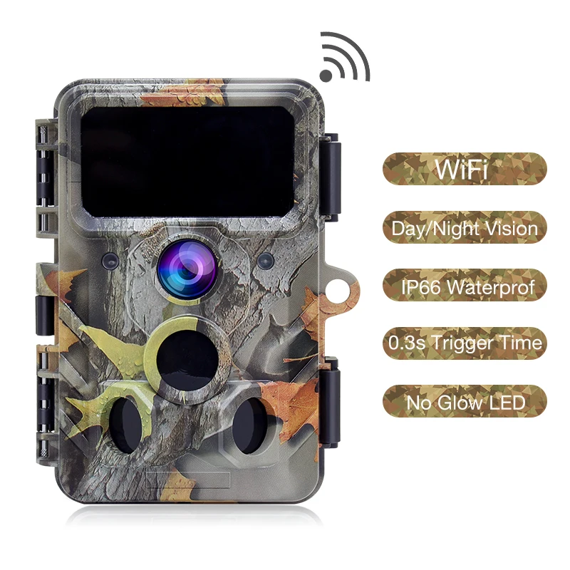 

WiFi Trail Camera 4K HD 30MP with IR Night Vision Motion Activated for Hunting Cameras Wildlife Tracking Camera Waterproof IP66