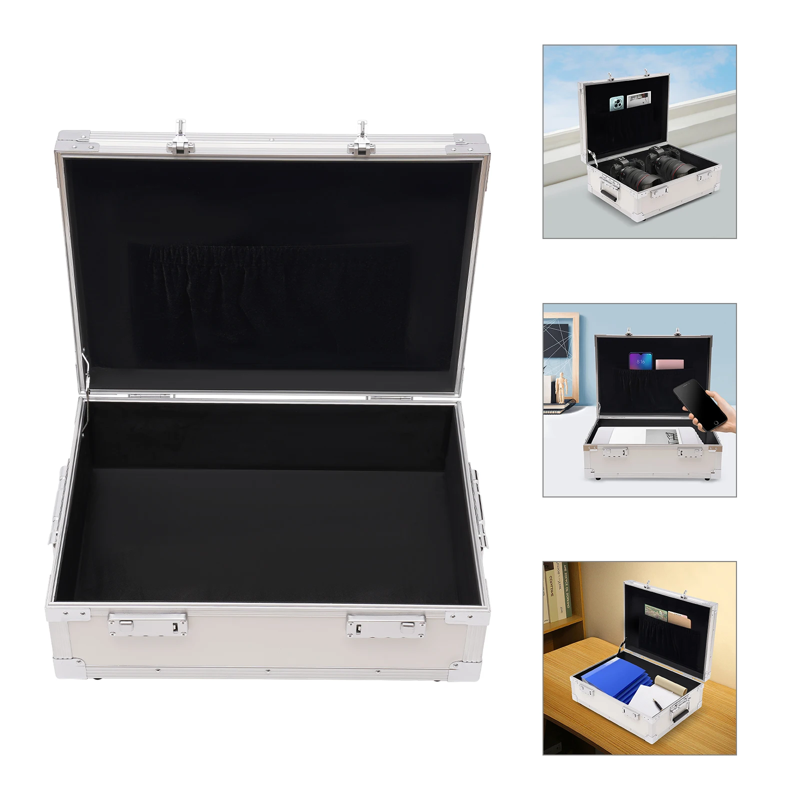 Storage Lock Box, Aluminum Alloy Storage Box, Storage Case with Combination Lock, for Personal Items, Cash, Laptop (Silver)