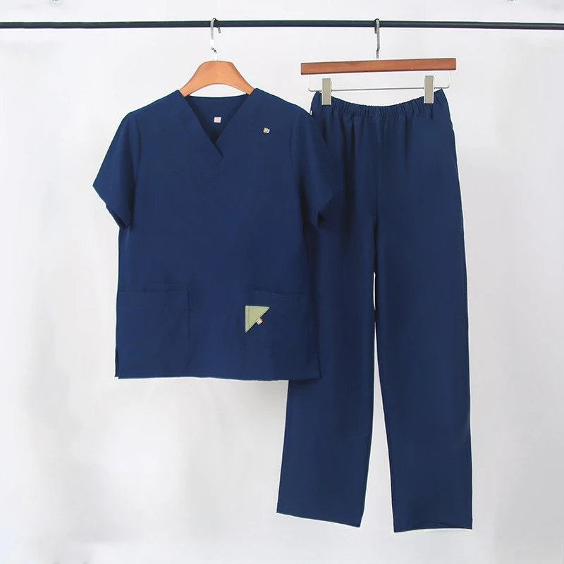 بدلة فرك مرنة - ملابس غسيل يدوية للطبيب بأكمام قصيرة، ملابس عمل للمختبر للرجال والنساء