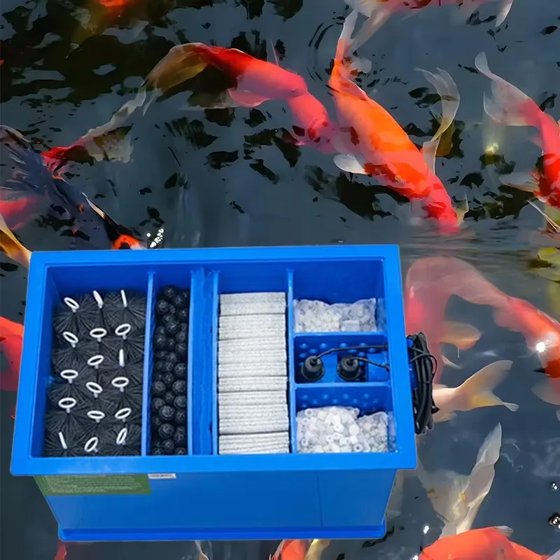 

Garden Pond Filter 5000L/H Koi Fish Pond Aquarium Bio Media Filter System UV Light Aquaculture Filtration Equipment