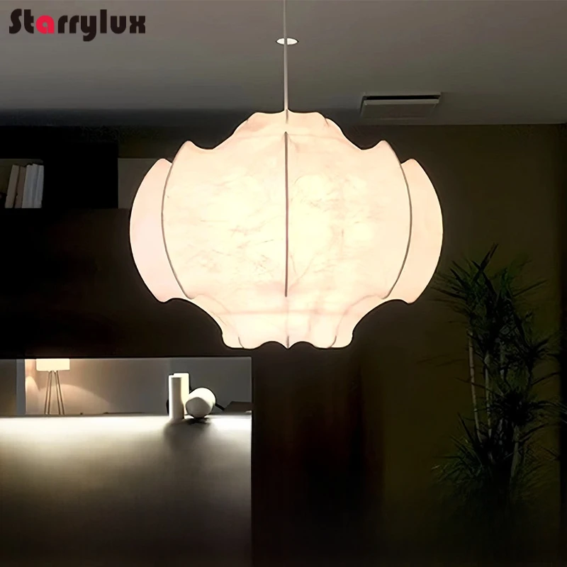 

Designer Silk Pendant Light, French Retro Wabi-Sabi Chandelier, Cream Style Living Dining Room Lamp