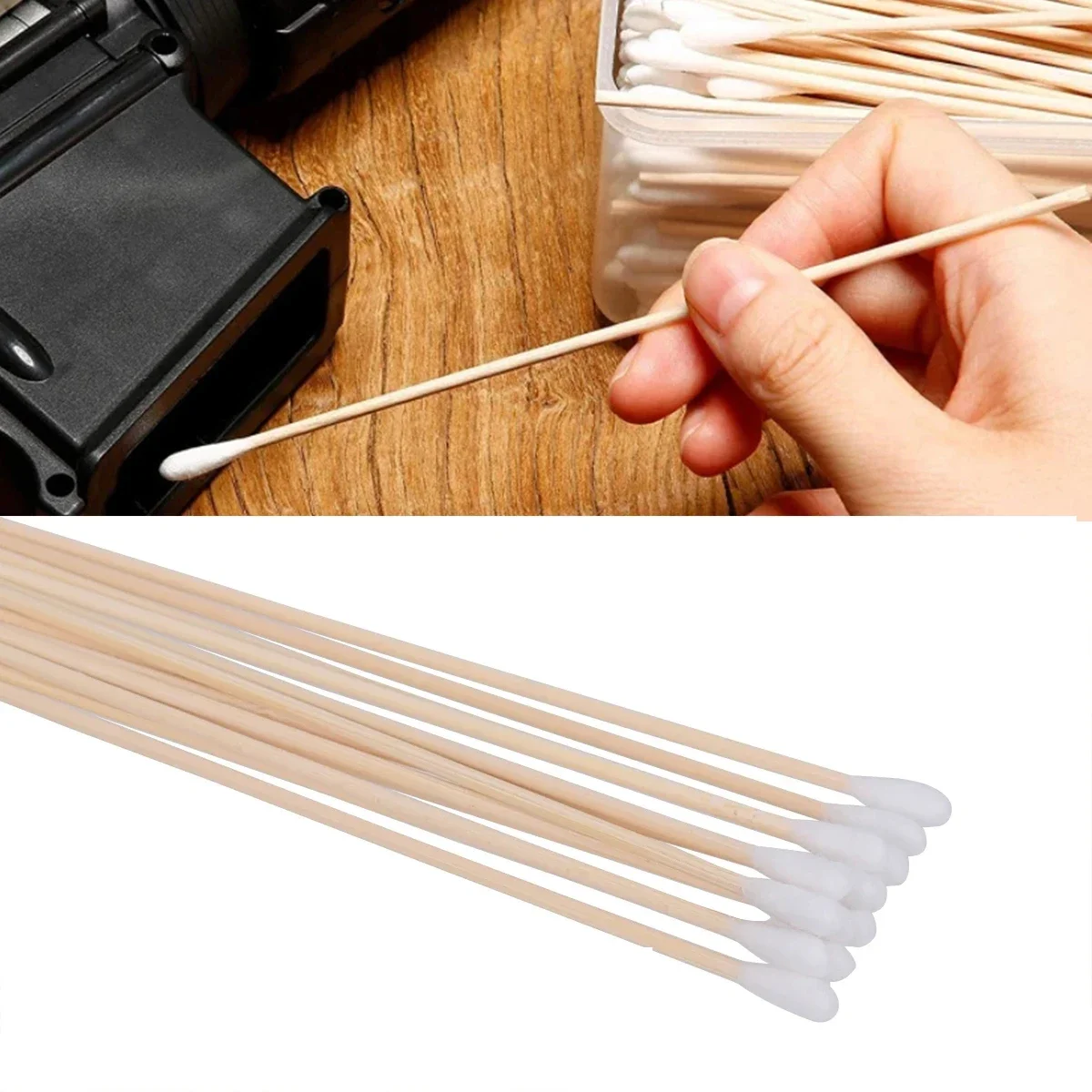 Tactical 100pcs/lot Useful 6 Inch Gun Cleaning Cotton Swabs Large Tapered Swabs Gun Clean Brush For AR15 M4 Hunting Cleaner