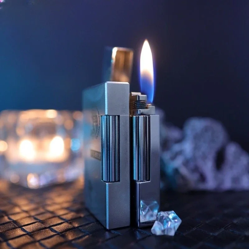 2026 High-end Luxury Metal Side-slip Inflatable Sound Side-slip Lighter Retro Rod To Give High-end Gifts To Fish and Fish People