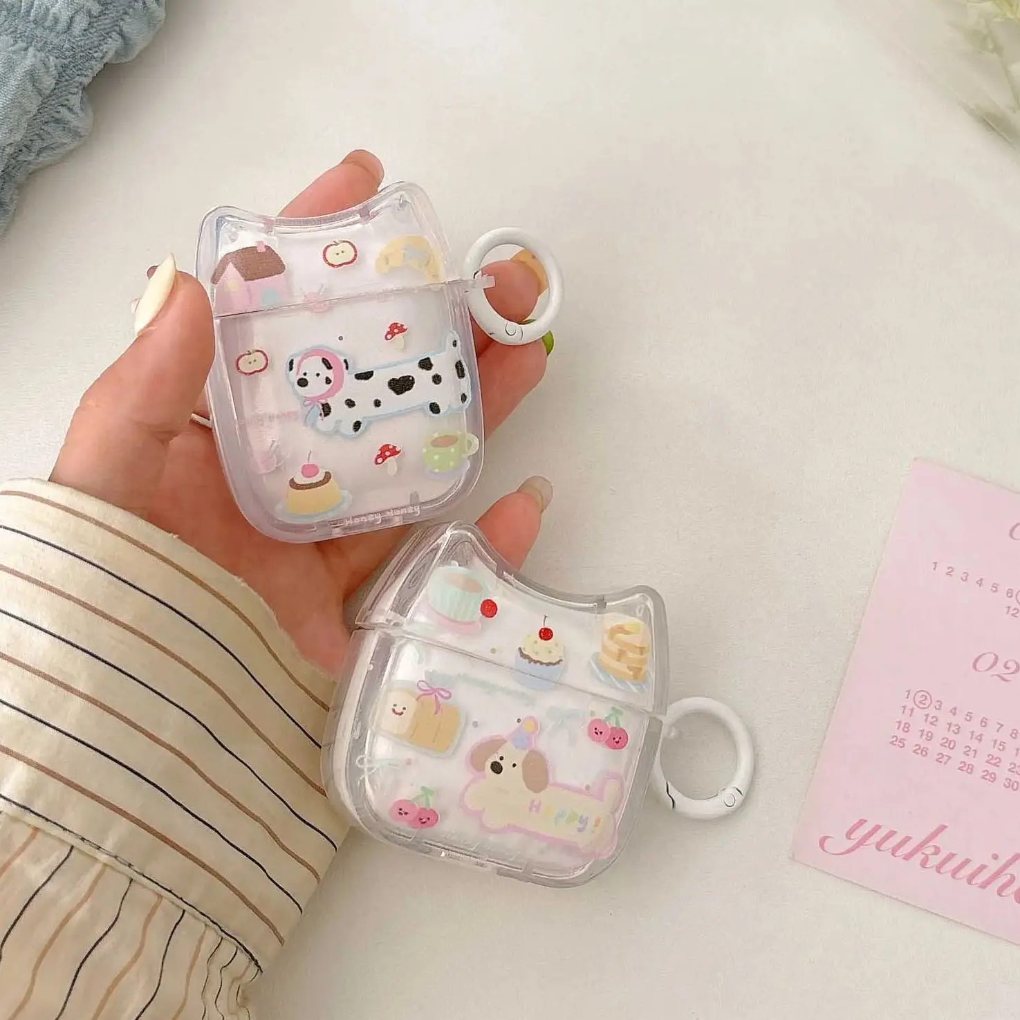 Cartoon headset case for apple airpods pro 3 pro2nd 4 cute dalmatians puppy transparent charging box shell for airpod 1 2