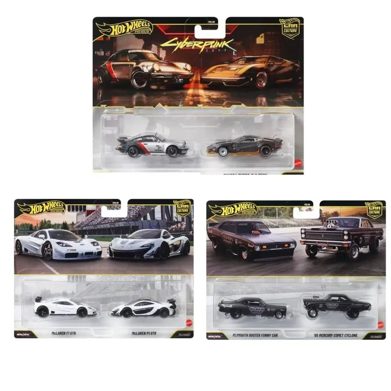 ホットウィール-合金ダイキャストカーモデル-hbl96-2台セット-メタルベース-ラバータイヤ-ポルシェ930-マクラーレンgtr-プリムス-コレクション-おもちゃの車