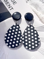 A Pair of Modern Retro Simple Playful Girl Matte Black and White Polka Dot Drop Earrings