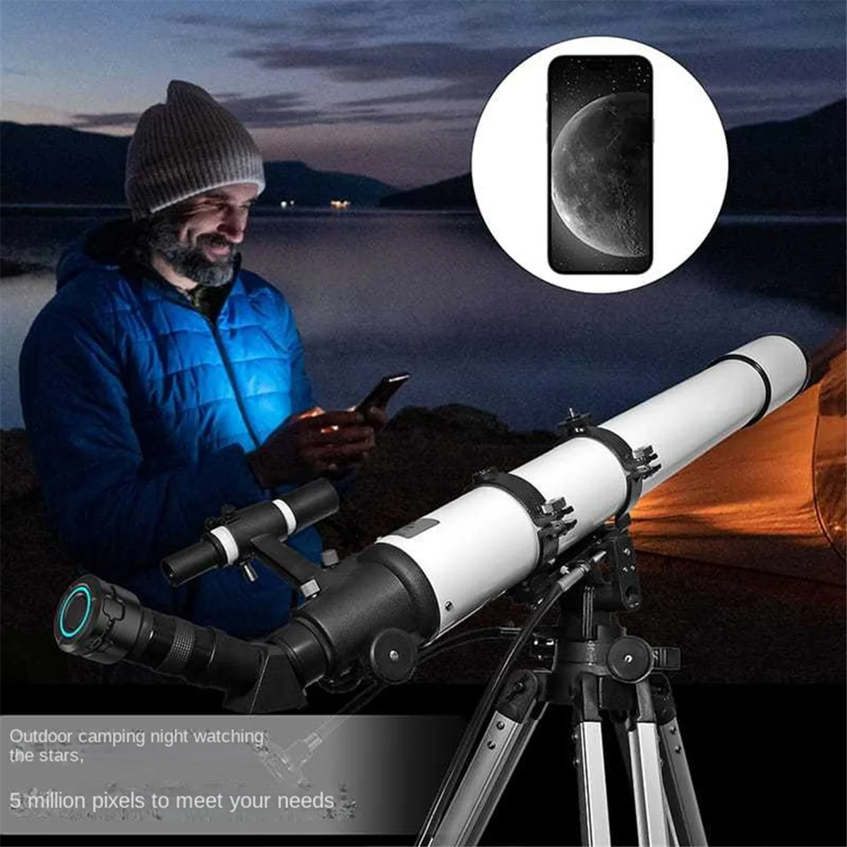 Cámara telescópica astronómica con ocular electrónico WIFI 4K HD mejorada, telescopio para observación de aves a todo Color de 5 millones de píxeles