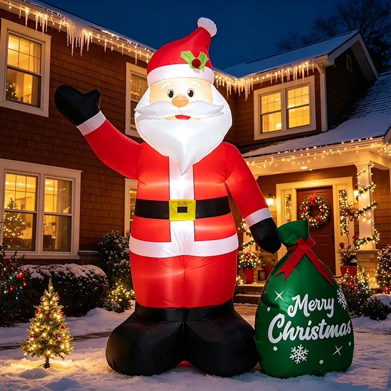 1.2M Inflatable Santa Air Model LED Light Outdoor Garden Christmas Decoration Gift Bag Ornament