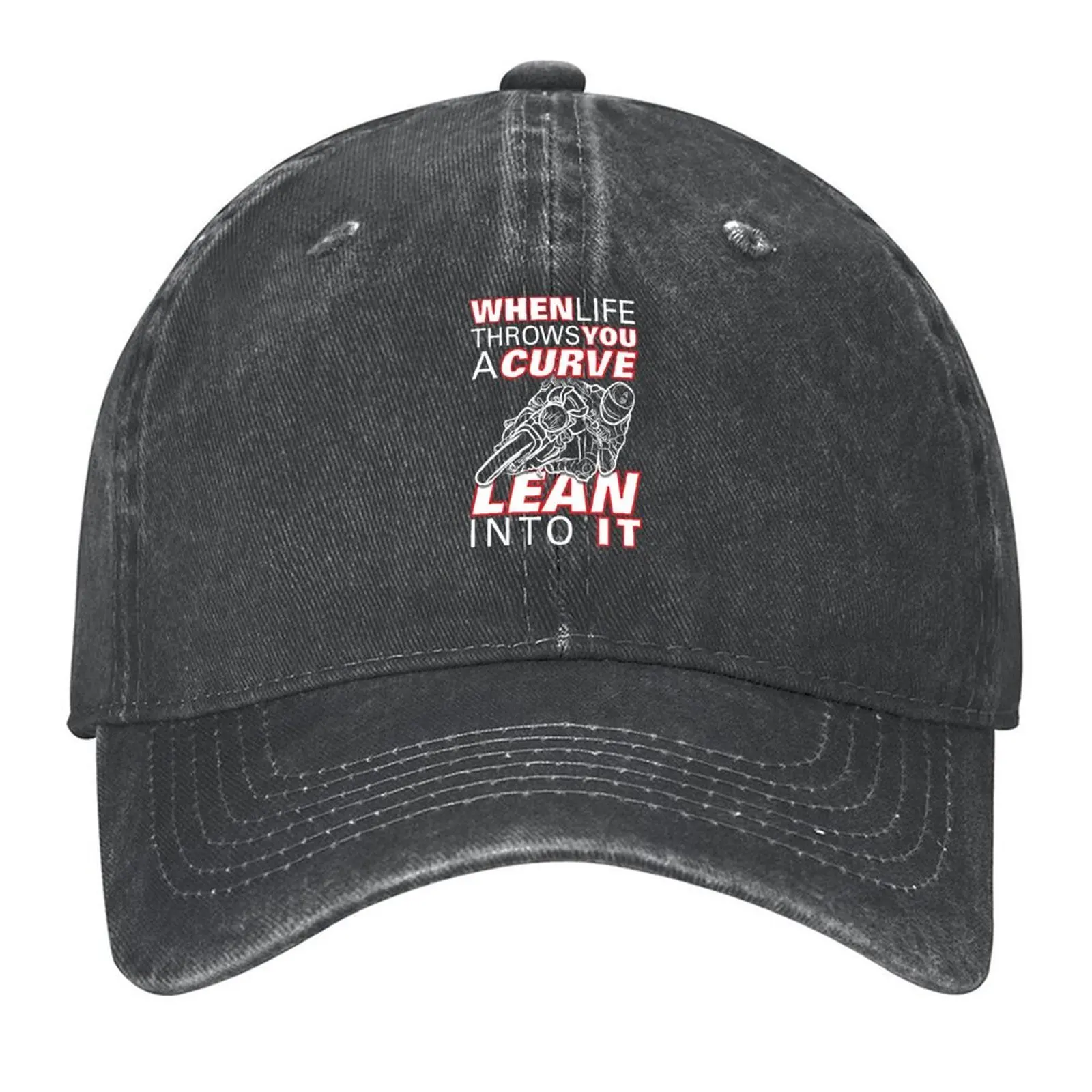 

When life throws you a curve lean into it - First Edition - Life Quotes Baseball Cap Custom Cap Hip Hop Hats For Men Women's