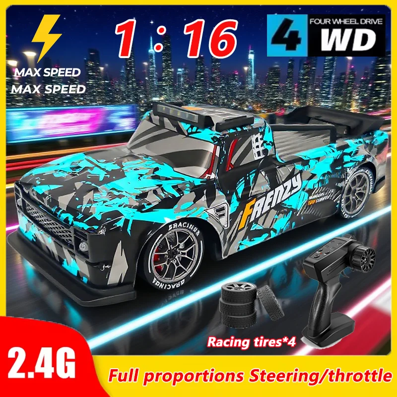 Brand New 1:16 Scale High Speed 2.4G RC Drift Car 4WD LED Light Remote Control Toys For Boys Kids Outdoor Indoor Racing Gifts