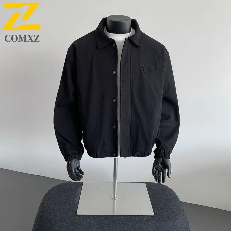 

COMXZ 2025, осенняя мужская куртка с лацканами, повседневная спортивная одежда на открытом воздухе, модное свободное универсальное теплое свободное легкое пальто
