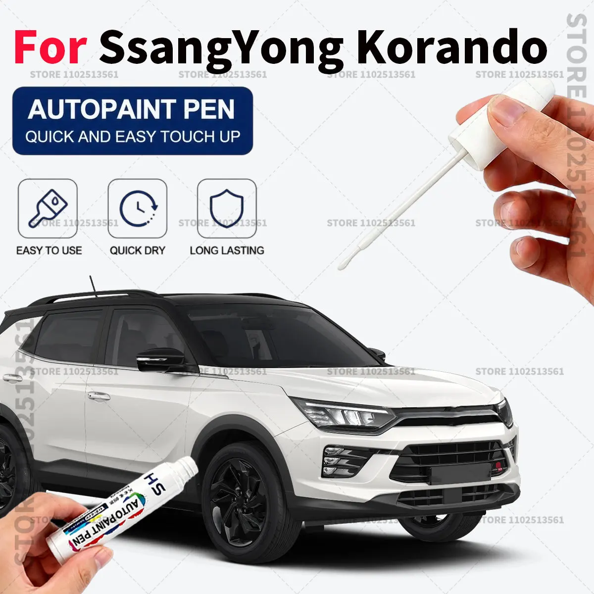 Automotive Touch Up Paint Pen Car Paint Scratch Remover Quick Dry Repair Brush for Vehicle Paint For KGM SsangYong Korando Black