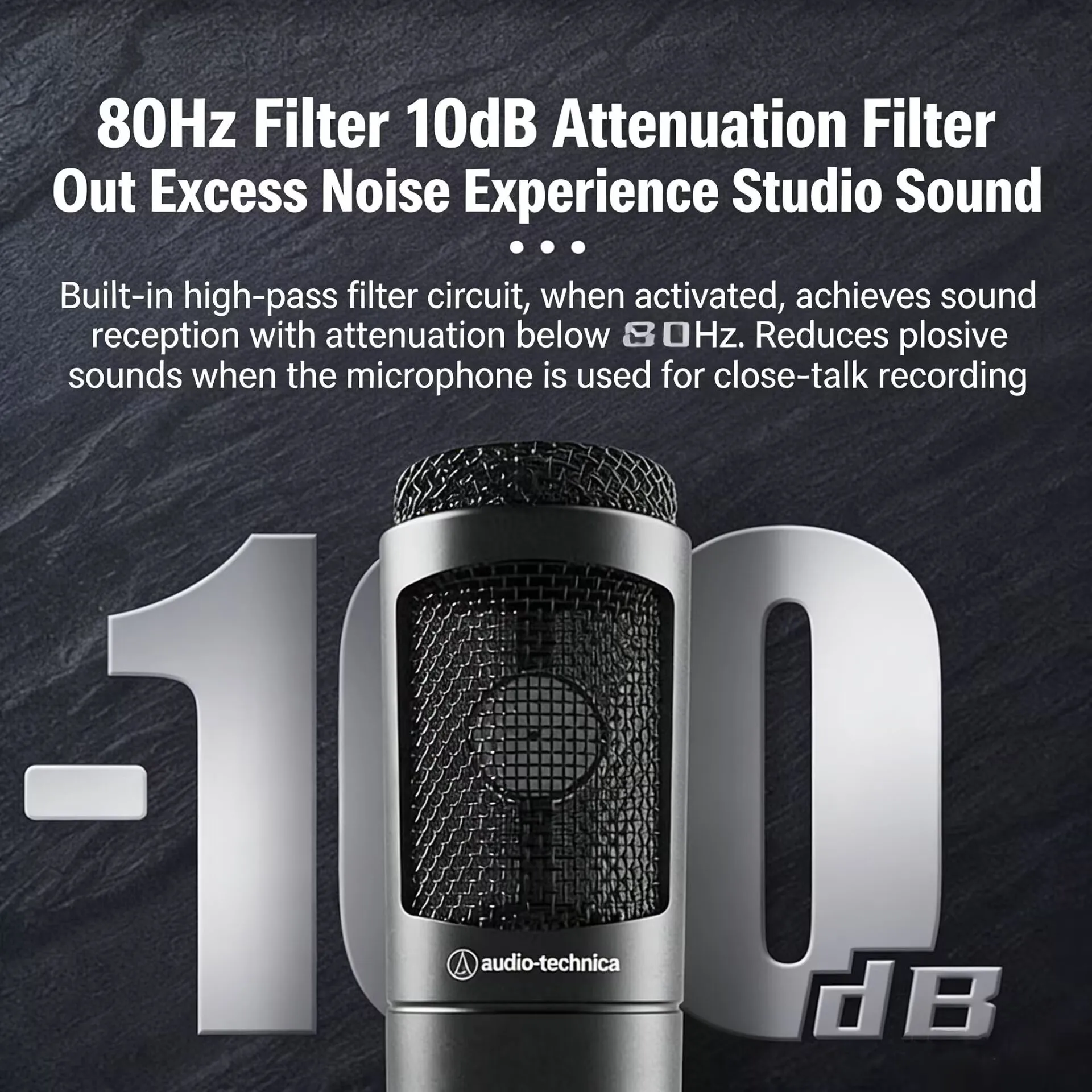 Original Audio-Technica AT2035 Cardioid Condenser Microphone Professional Studio XLR Mic for Recording Podcast view 3
