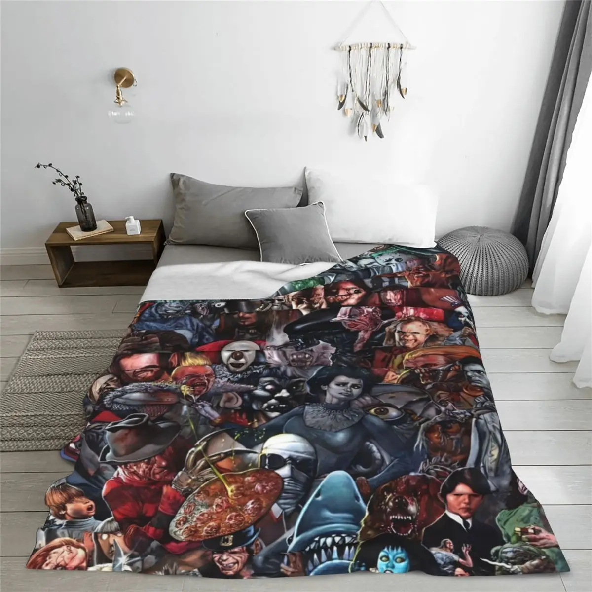 Horror Movie Charactors Blankets Fleece Spring Autumn Halloween Chucky Saw Breathable Super Soft Throw Blankets Sofa Car Quilt