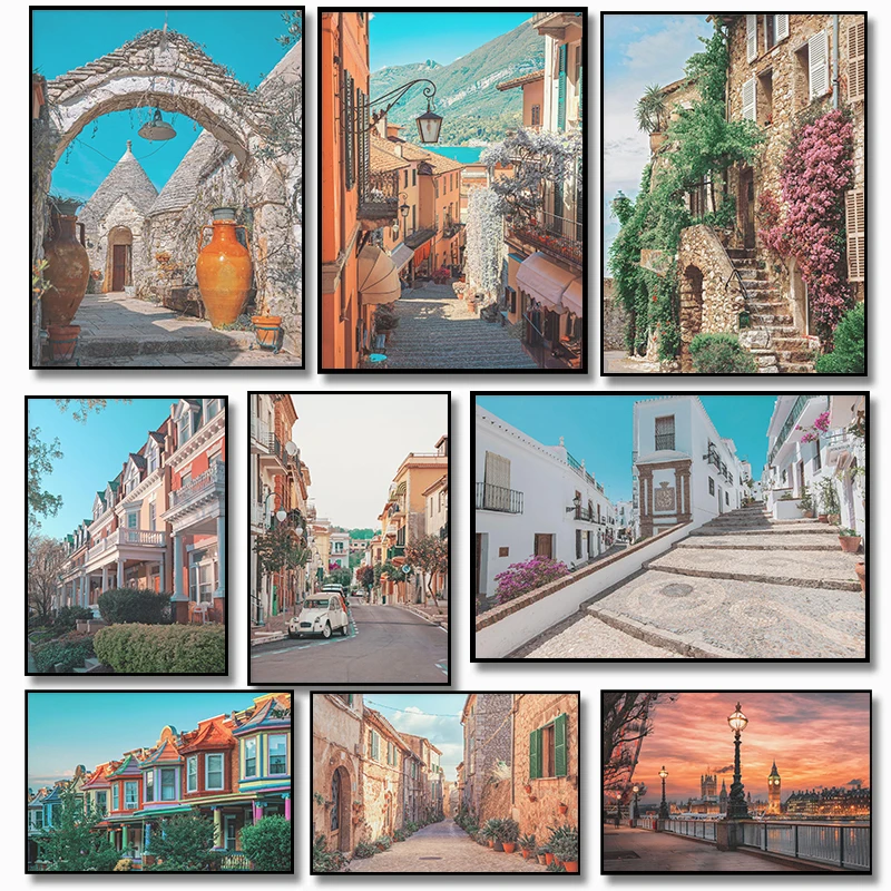 1 Stück rahmenloses Bohemian Tourist City New York Ltaly Puglia Maryland Fotografie-Kunstposter Leinwandgemälde Wandkunst Bilder für Zuhause