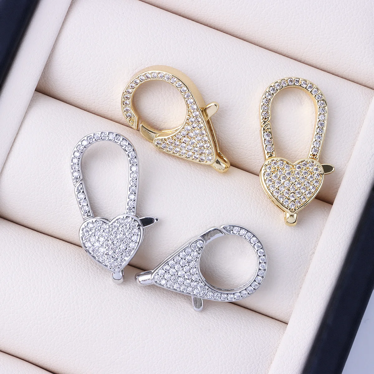 

1 Piece Copper-plated Gold-plated Zircon Spring Connection Buckle Pearl Necklace Bracelet Closing Buckle DIY Jewelry Accessories