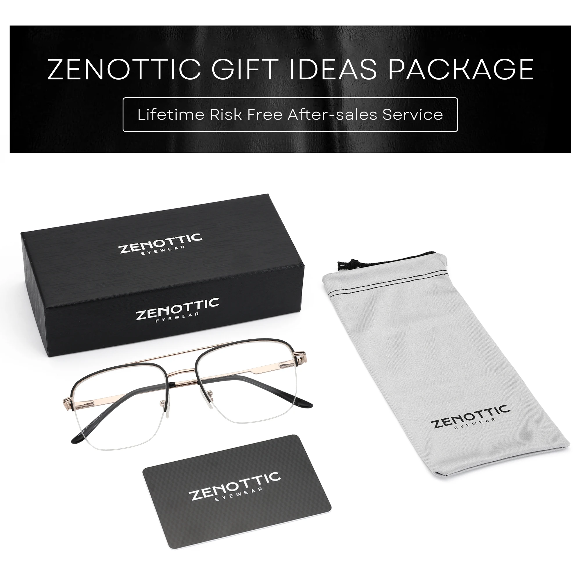 ZENOTTIC Classic  Aviator Progressive Prescription Glasses Pilot Myopia Eyewear Fashion Half-rimless Optical Eyeglasses for Men