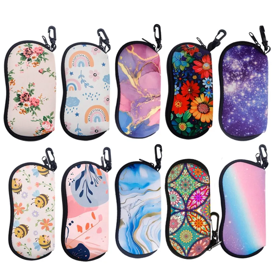 Rainbow Flower Pattern Glasses Soft Bags Sunglasses Bags Glasses Box Bag Women Men Zipper Fabric Eyeglasses Case Eyewear Case