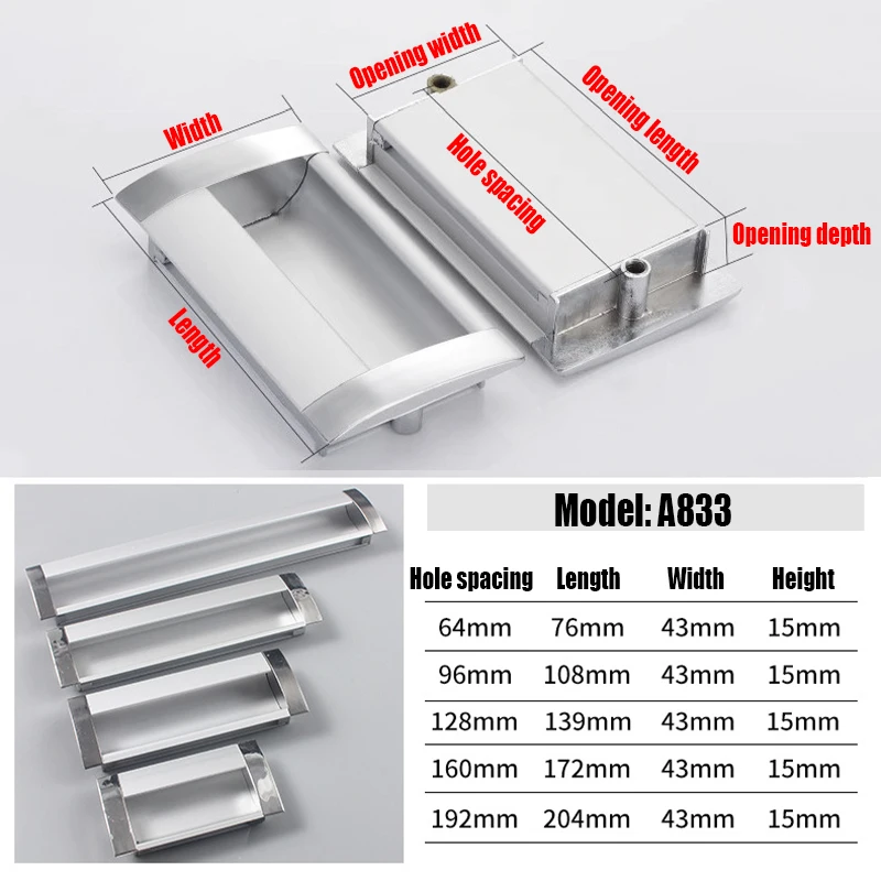 2 sztuki 64-128mm ukryty ze stopu aluminium uchwyt do szafki drzwi do szafy uchwyt szuflady gałki do szafki ściąga uchwyt do mebli