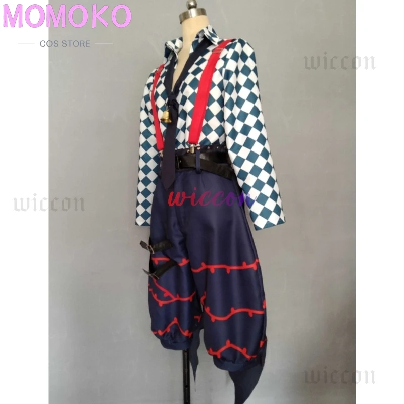 لعبة الشيطان بتلر لاتو باكا أزياء تنكرية لاتو زي مع جرس 1 متر شعر مستعار للهالوين كرنفال لعب الأدوار للرجال والنساء