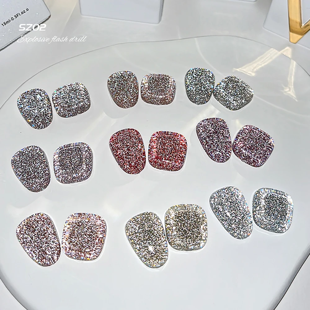 Vendeeni 9 Farben/Set Glitzer-Broken-Diamond-Gel-Nagellack TPO HEMA-FREI Glänzender Sternenhimmel UV-Soak-Off-Gel-Lack mit Display – Detail 4