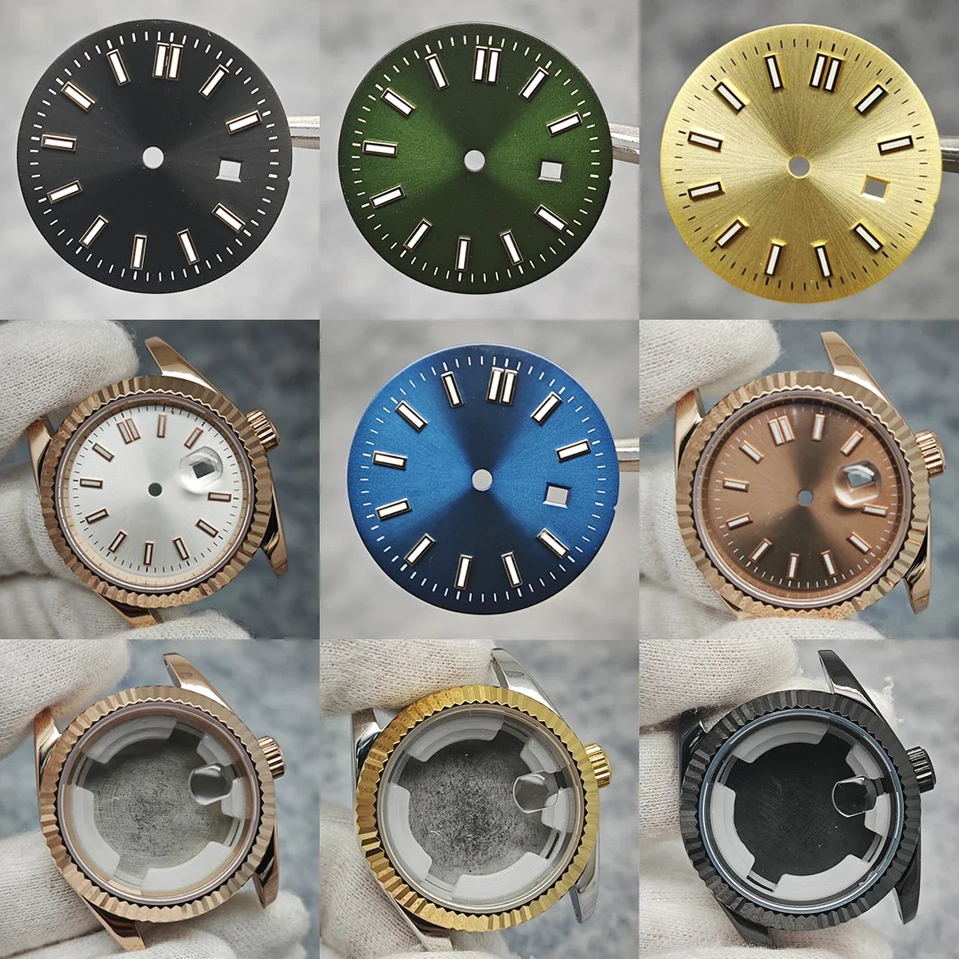 女性用機械式時計ダイヤル,31mmケース,発光面,ムーブメントアクセサリー,グリーン,nh05,nh06,24.5mm