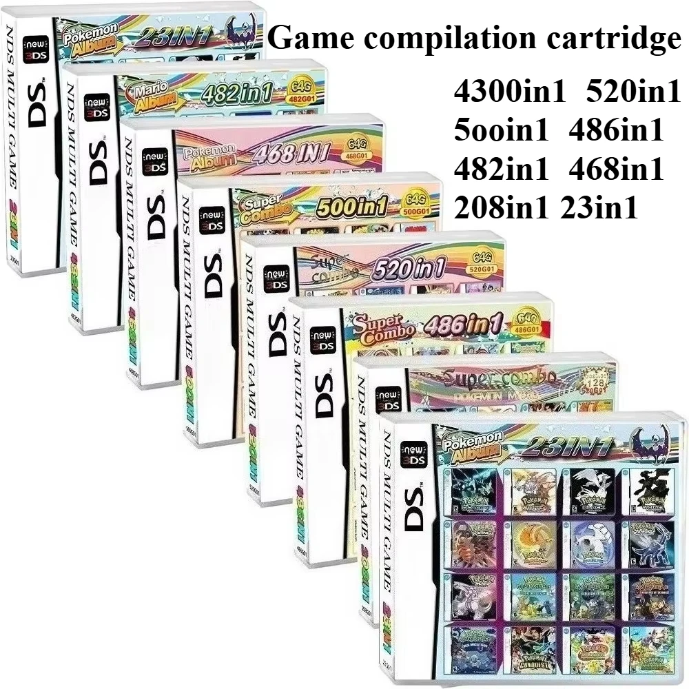 NDS Game Card   Game All-in-one V2 New NDS Pokemon Game Card  4300in1 482in1 520in1  500in1 468in1 23in1 English DS Games