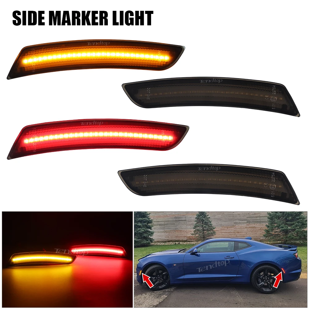 LED Front Rear Bumper Lights  for Chevy Camaro 2016-2023 LED Flashing Side Marker Lights Mirror Turn Signal Lamp Indicator