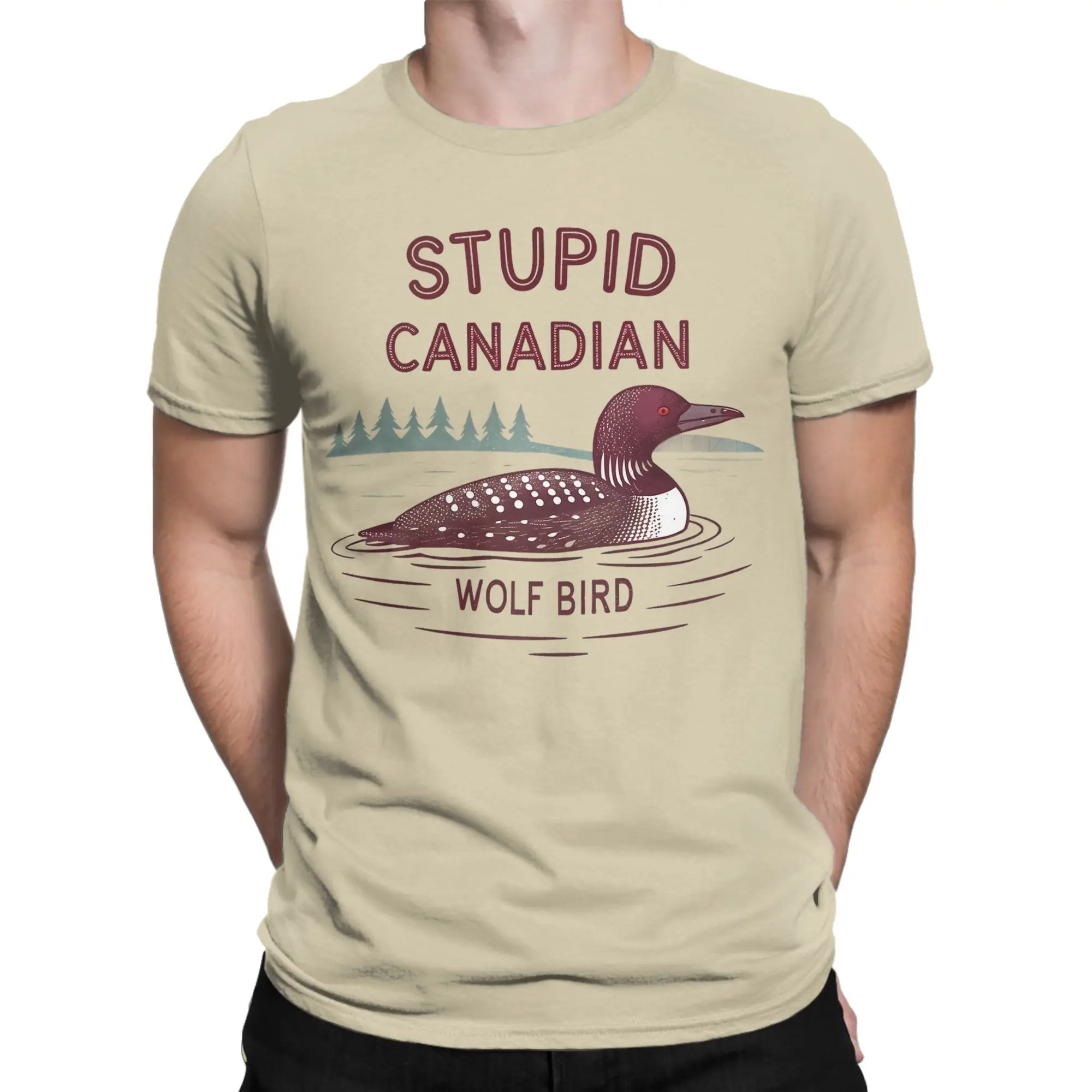 

Awesome Stupid Canadian Wolf Bird T-Shirts for Men Round Collar Cotton T Shirts Heated Rivalry Short Sleeve Tee Shirt Gift Idea
