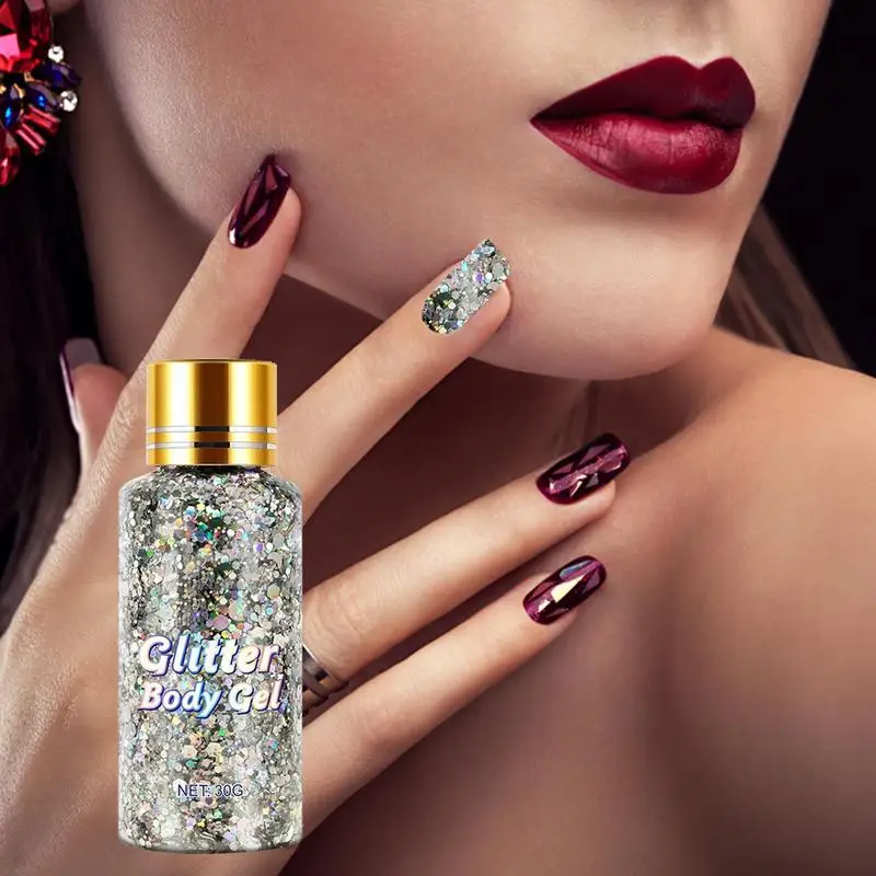 Body Glitter Gel Make-Up Pailletten Glinstert Oogschaduw Dikke Make-Up Voor Gezichtshaar Nagels Holografische Cosmetische Festival Glitter